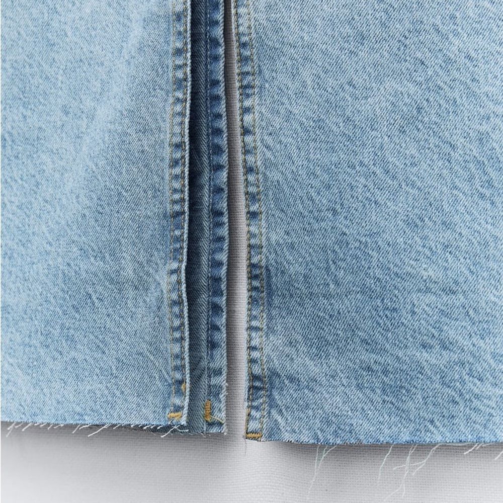 ZARA Z1975 PINK WASHED SLIT DENIM SKIRT - Picture 4 of 13